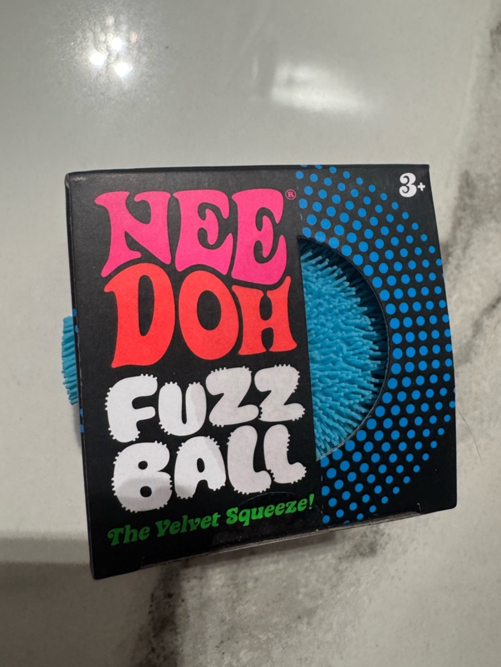 NEE DOH Blue Fuzz Ball Kids Sensory Squeeze Toy